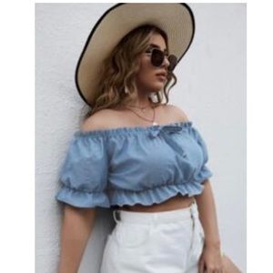 Denim Off the shoulder crop